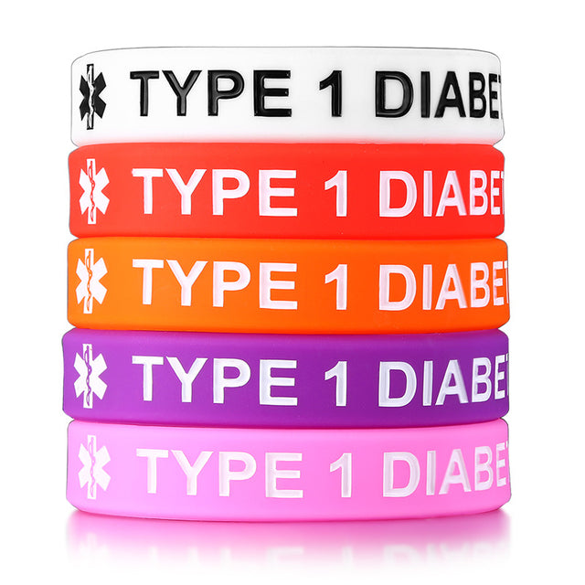 Type 1 Diabetes Bracelets - Medical Alert Wristbands (5 piece)