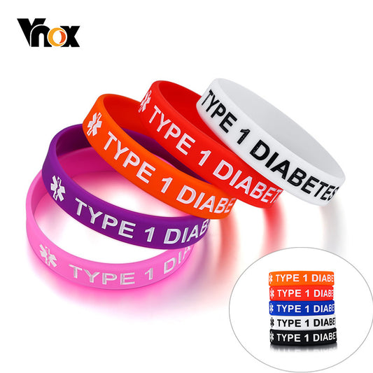 Type 1 Diabetes Bracelets - Medical Alert Wristbands (5 piece)